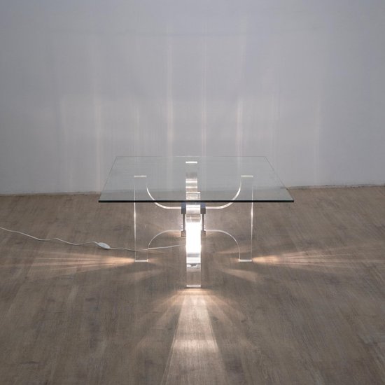 Illuminated Acrylic Glass Coffee Table by Philippe Jean