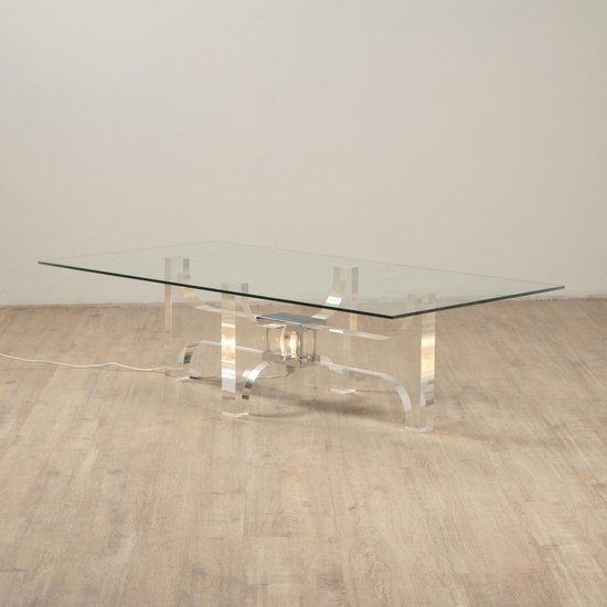 Illuminated Acrylic Glass Coffee Table by Philippe Jean