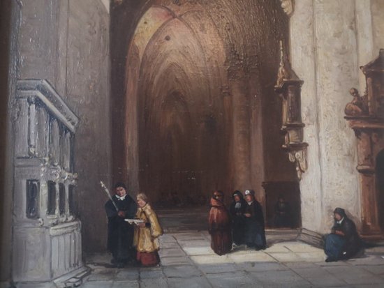 Olio su tavola - Interno della Cattedrale di Treviri - Johannes Bosboom (1817-1891)