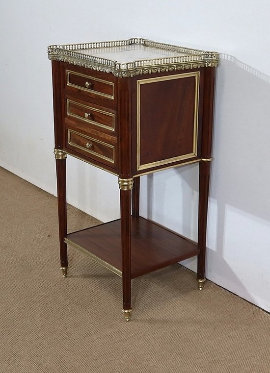  Small solid mahogany and marble middle cabinet, Louis XVI style - Period 1900