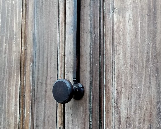 Old 18th Century Arched Double Door In Walnut With Its Woodwork Door Frame