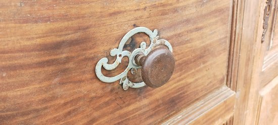 Old 18th Century Arched Double Door In Walnut With Its Woodwork Door Frame