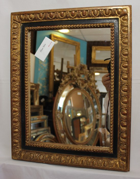 Small Napoleon III Golden Rectangle Mirror 38 X 49 Cm