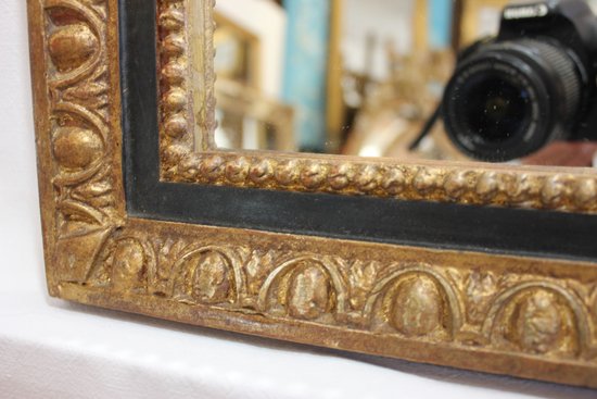 Small Napoleon III Golden Rectangle Mirror 38 X 49 Cm