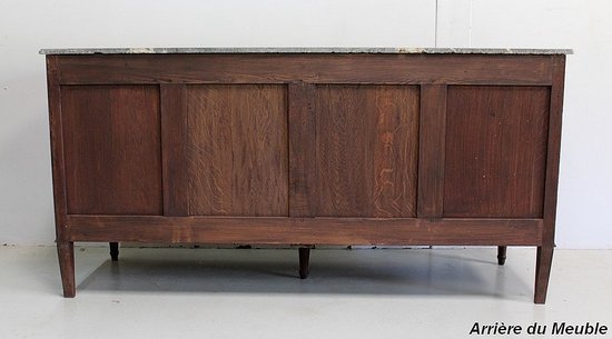 Credenza Luigi XVI in mogano cubano e marmo fiammato - XVIII