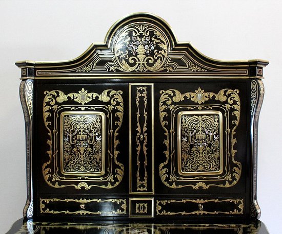 Rare Cabinet en Bois Noirci et Laiton, époque Napoléon III - XIXe