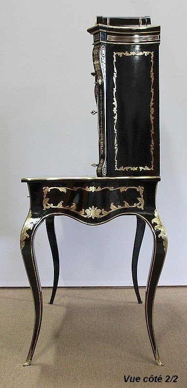 Rare Cabinet en Bois Noirci et Laiton, époque Napoléon III - XIXe