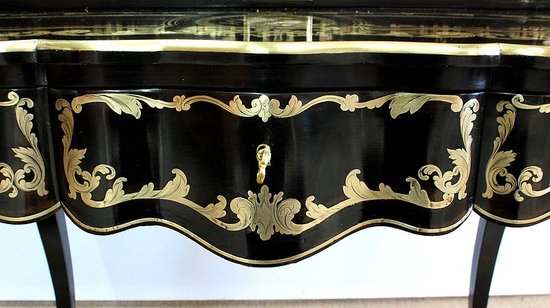 Rare Cabinet en Bois Noirci et Laiton, époque Napoléon III - XIXe