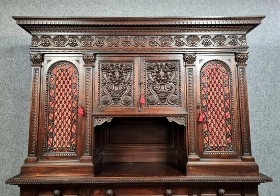 Renaissance walnut buffet with brown patina, circa 1850