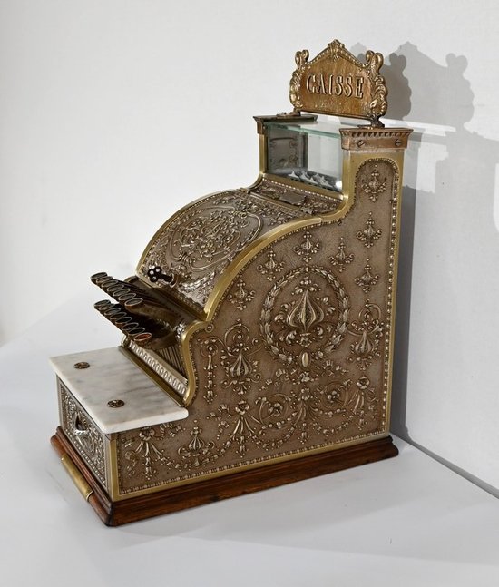 Petit modèle de caisse enregistreuse en Bronze ciselé, « National Cash Register Co.», modèle 312 – Début XXe