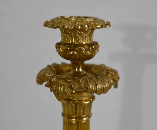 Pair of bronze torches, Restoration period - Early 19th century