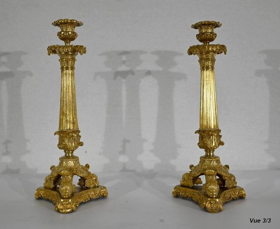 Pair of bronze torches, Restoration period - Early 19th century