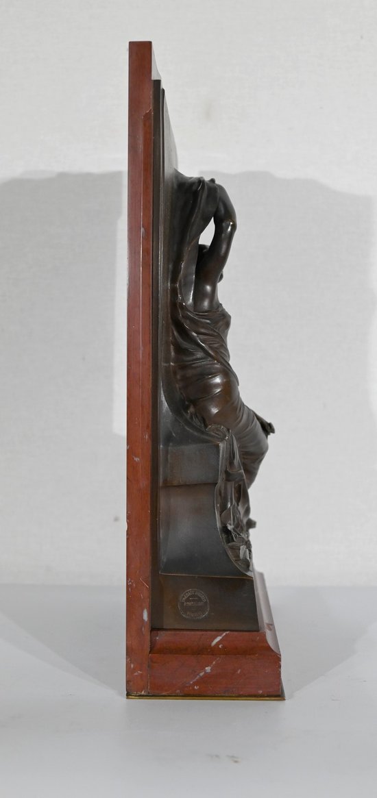 Stele aus Bronze und Marmor, "La Pensée", von H. Chapu - Ende 19.