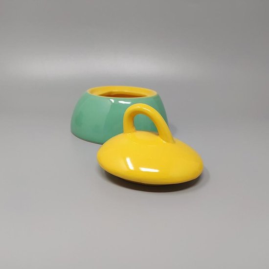 1980 Magnificent green and yellow ceramic tea/coffee service by Naj Oleari. Made in Italy