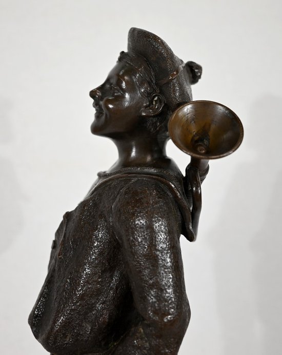 Bronze " L'Enfant au clairon ", by J. Rousseau - Early XXth century