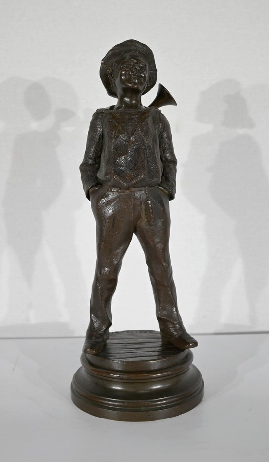 Bronze " L'Enfant au clairon ", by J. Rousseau - Early XXth century