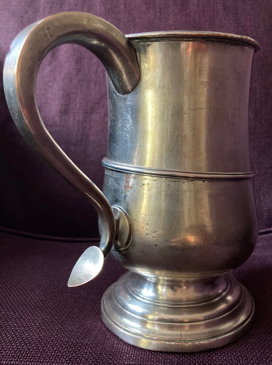 Masonic mug or pitcher in silver plated metal with monograph surmounted by the Comtal Crown - XVIII century