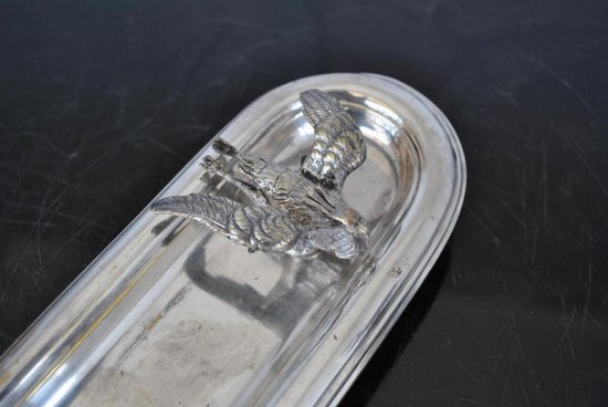 Set Of Office Candle Holder Silver Plated Metal With Herons End XIXth