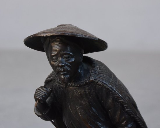             Vietnamese Bronze Peasant With Hat