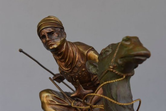             "The meharist" spectacular bronze orientalist Edouard Drouot (1859-1945)