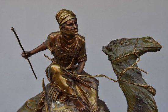             "The meharist" spectacular bronze orientalist Edouard Drouot (1859-1945)