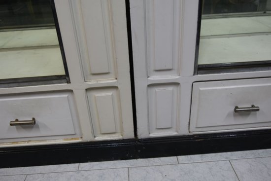             Pair Of Lacquered Shop Windows With Sliding Doors 1900s