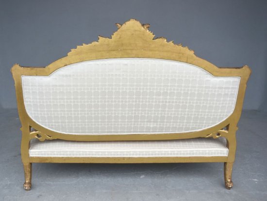 Wohnzimmer Aus Holz Vergoldet Im Stil Louis XVI Napoleon III Sofa Und 4 Sessel