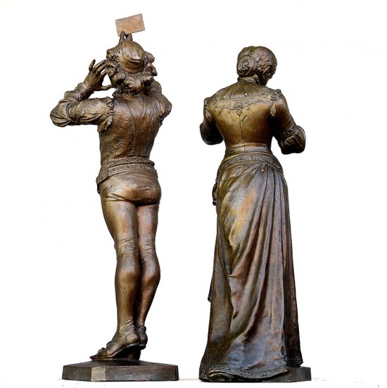 Pair Of Bronze Romeo And Juliet 19th Century By Angelo Cuglierero 1882