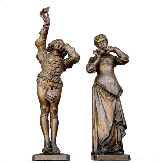 Pair Of Bronze Romeo And Juliet 19th Century By Angelo Cuglierero 1882