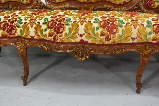 Banquette Style Louis XV Tapisserie Et Miroir époque Fin XIXème