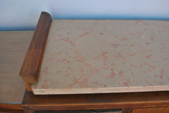 Art Deco Sideboard Rosewood Travertine Top Eglantine Glass