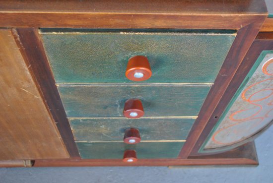 Art Deco Sideboard Rosewood Travertine Top Eglantine Glass