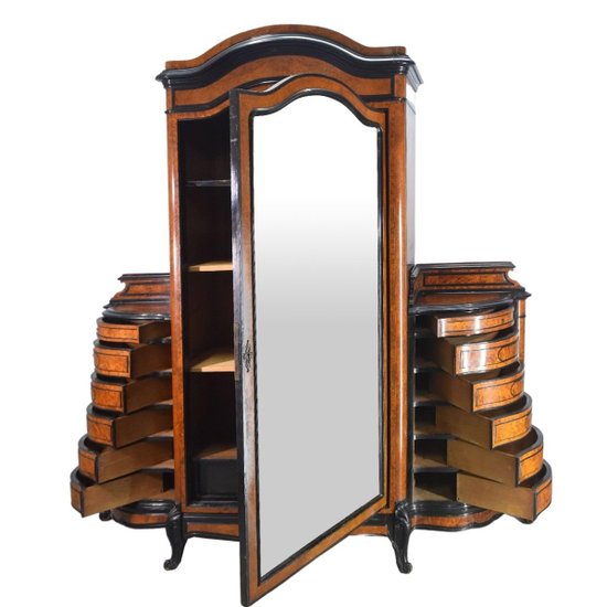 Napoleon III cabinet in burr wood and ebony from the 19th century