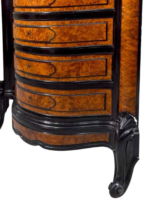 Napoleon III cabinet in burr wood and ebony from the 19th century