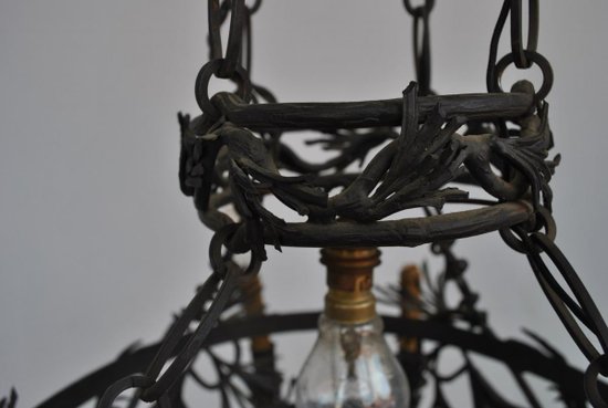 Wrought Iron Chandelier Dlg Brandt Art Deco 1930