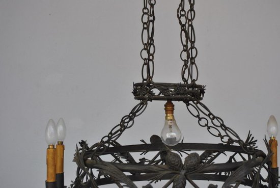 Wrought Iron Chandelier Dlg Brandt Art Deco 1930