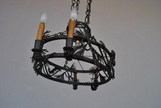 Wrought Iron Chandelier Dlg Brandt Art Deco 1930