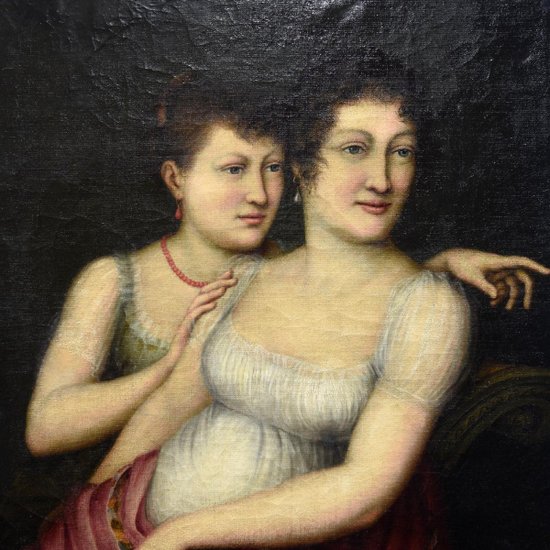 Portrait Of Two Women oil on canvas Empire period