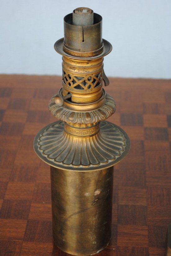 Paire De Lampes à Petrole 1880 Majolique Italienne