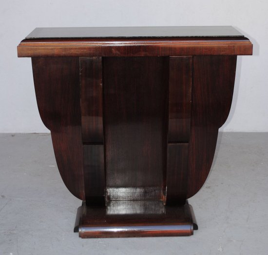 1930's Blackened Wooden Console with Glass Top