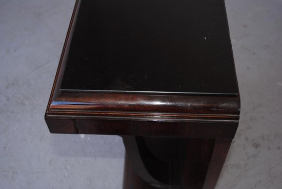 1930's Blackened Wooden Console with Glass Top