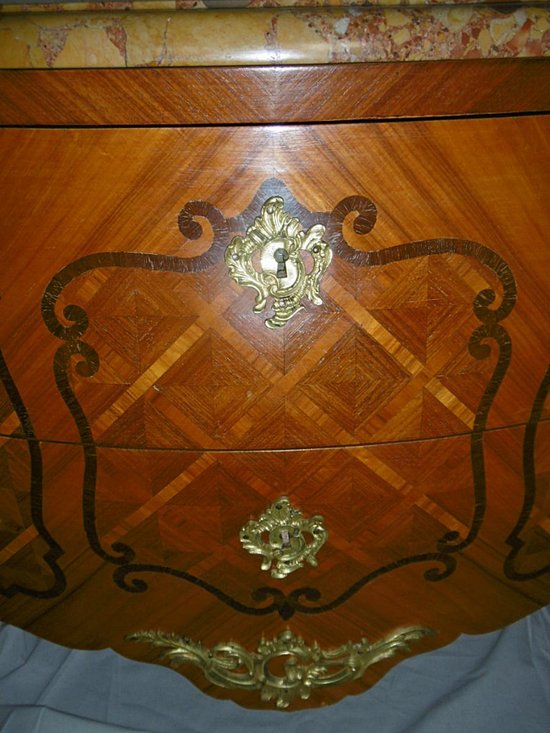 Inlaid Chest of 2 Drawers Louis XV Style