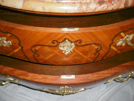 Inlaid Chest of 2 Drawers Louis XV Style