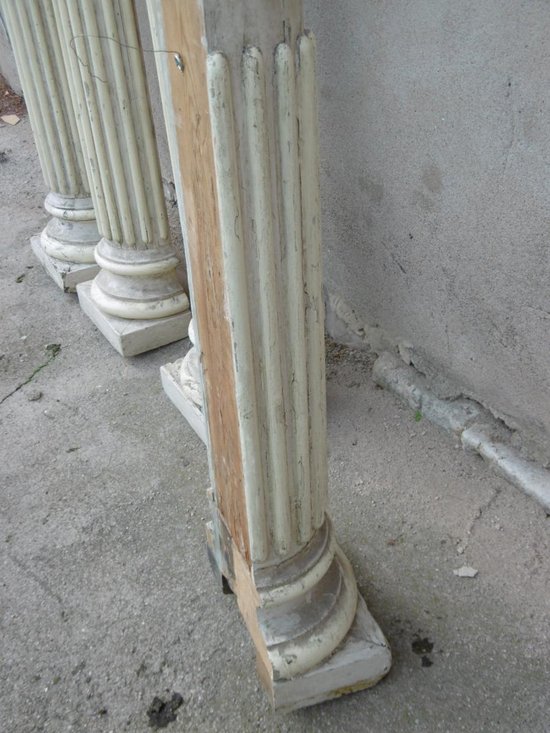 Four Large Lacquered Half-Columns