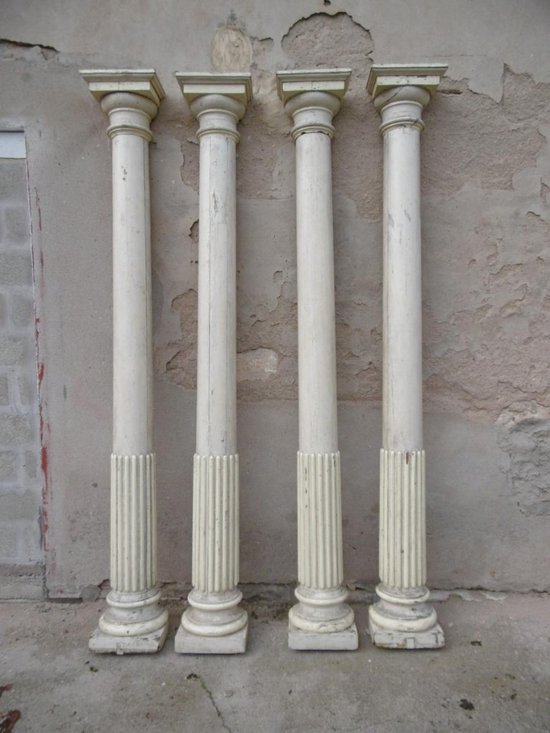 Four Large Lacquered Half-Columns