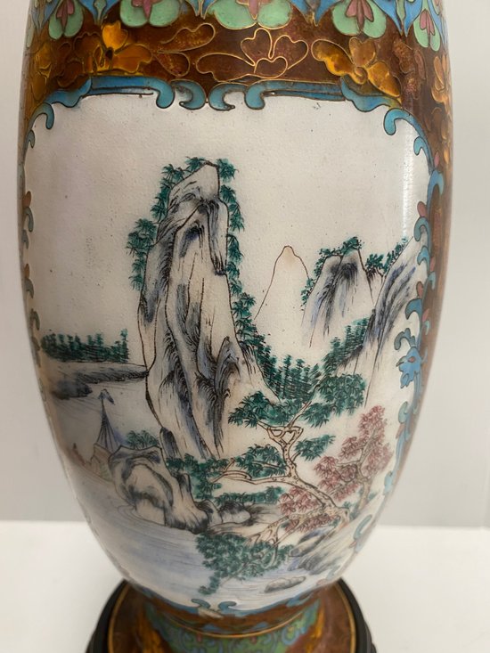 VASE CLOISONNÉ ET ÉMAIL CHINOIS 