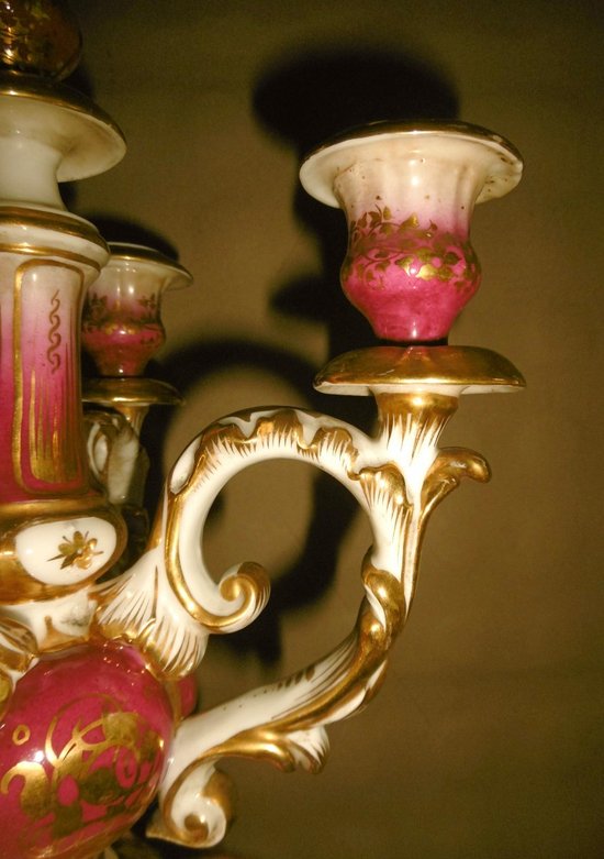 Pair Of Porcelain Candelabras Restoration Period