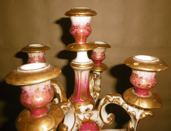 Pair Of Porcelain Candelabras Restoration Period