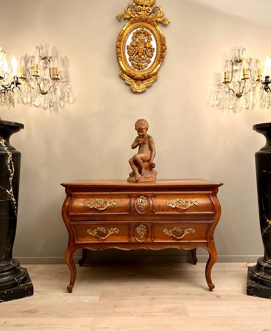 Walnut Tomb Form Chest of Drawers Louis XV Period About 1750