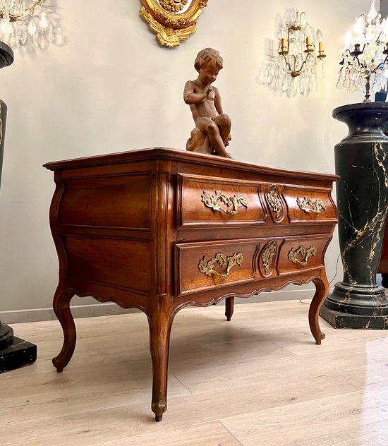 Walnut Tomb Form Chest of Drawers Louis XV Period About 1750